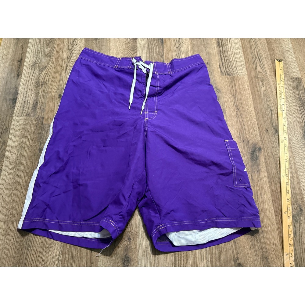NFL Team Apparel Swim Trunks Men XXL Purple Adult Board Shorts Striped Lined